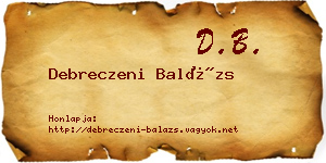 Debreczeni Balázs névjegykártya